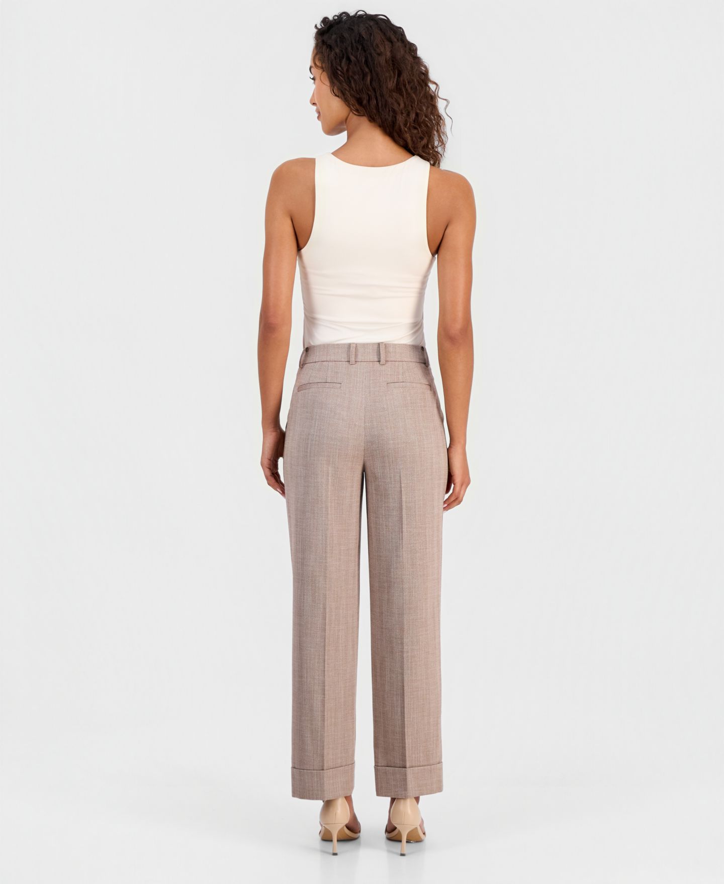 Женские брюки Anne Klein High Rise Cuffed Straight-Leg, цвет: Ржавый разноцветный — фото 4