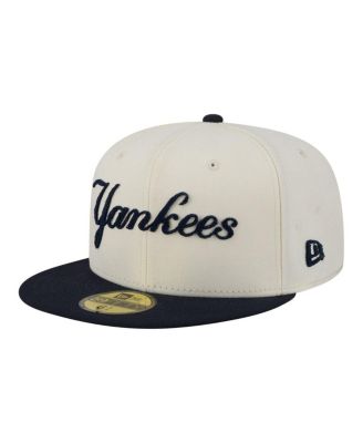 Men's Cream New York Yankees Two-Tone Stitch 59FIFTY Fitted Hat