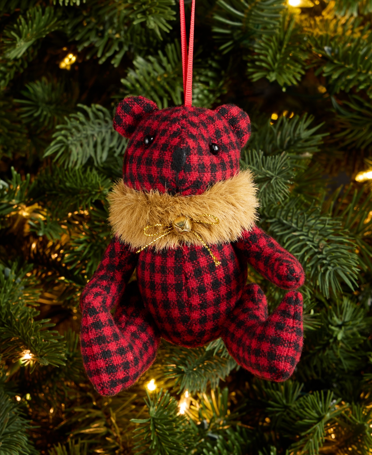 Holiday Lane Cozy Cabin Plaid Bear Ornament, Macy's Exclusive
