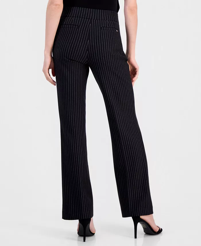 Women's Pinstriped Mid Rise Pull-On Pants - thumbnail 4