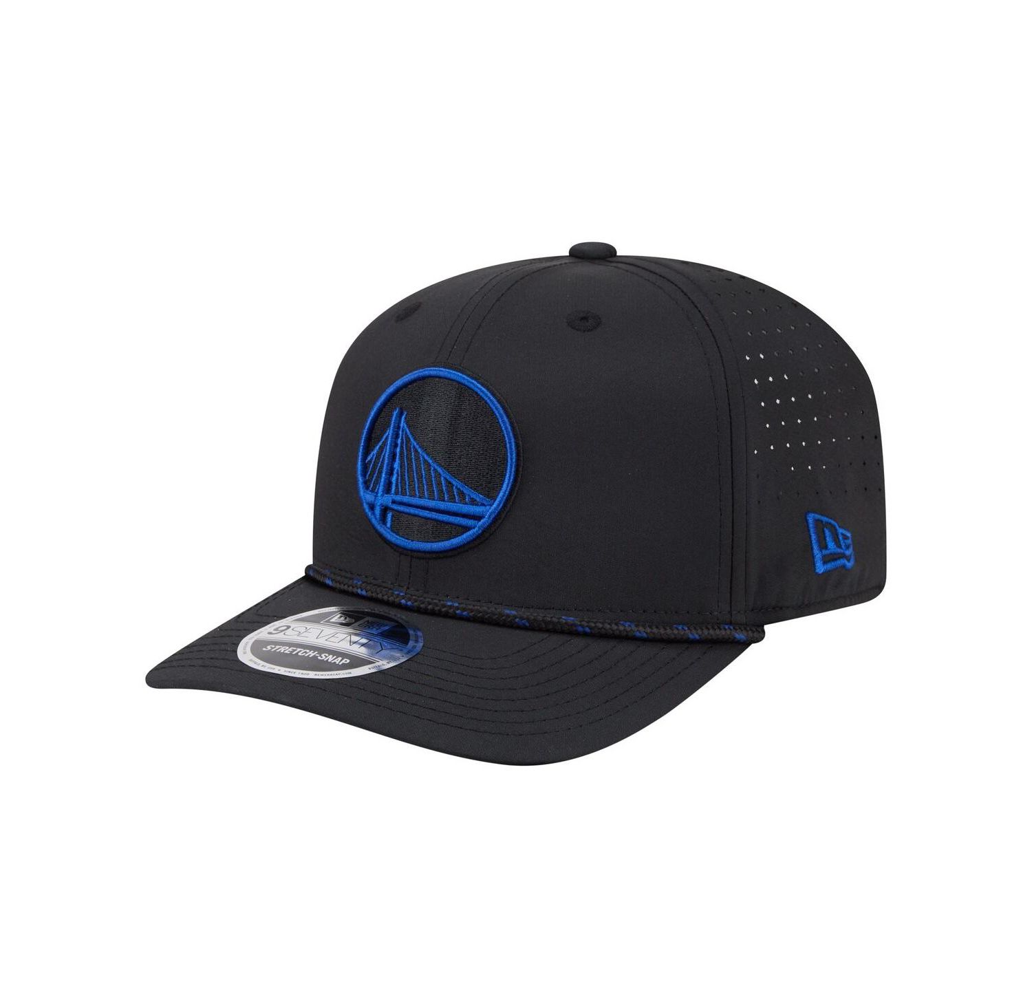 Men's Black Golden State Warriors Sport Rope Vented Stretch-Snap 9SEVENTY Hat