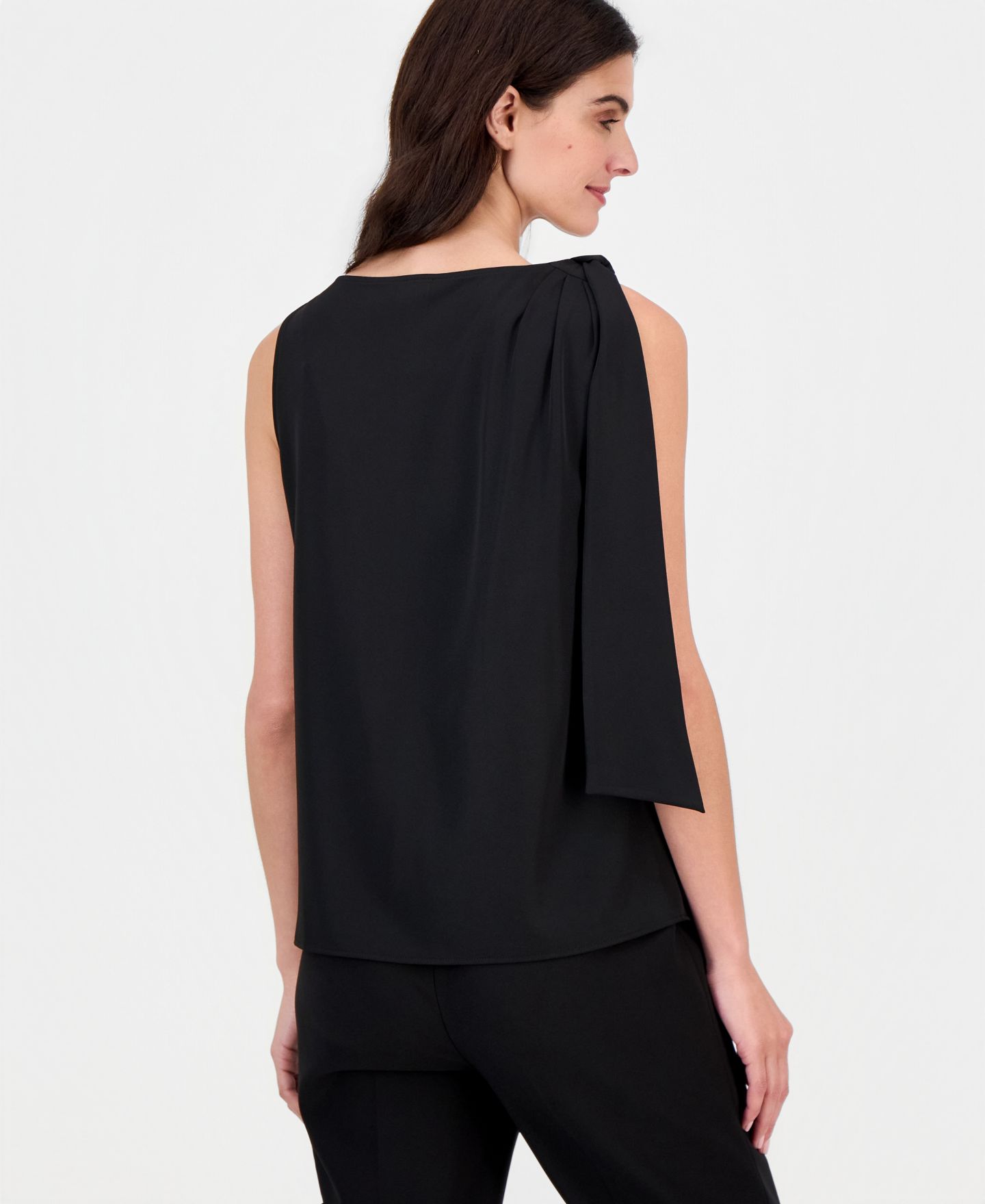 Женская блузка Anne Klein Tie-Shoulder Sleeveless Blouse, цвет: Чёрный — фото 3