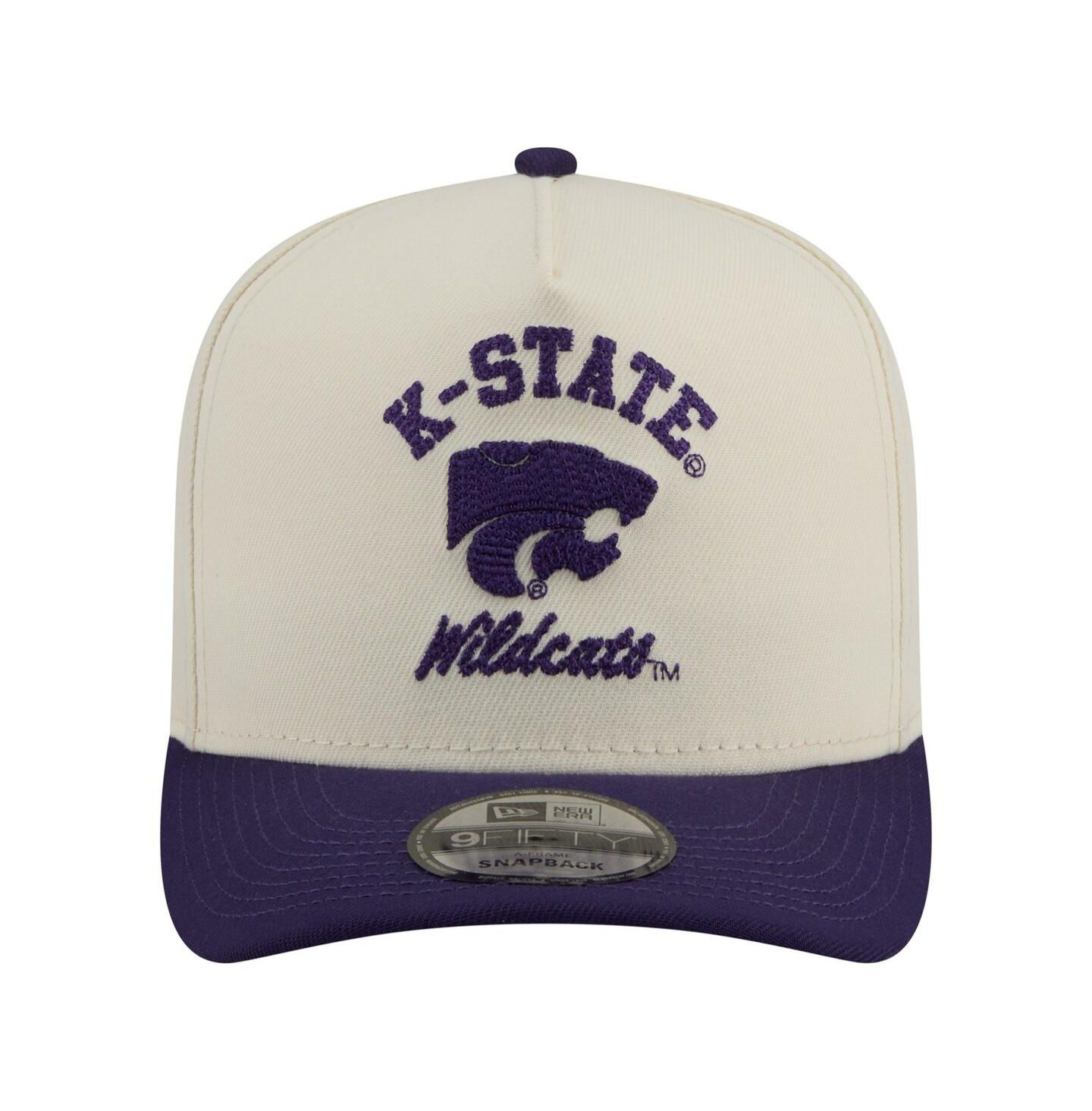 Мужская кепка New Era Cream/Purple Kansas State Wildcats Two-Tone Arched 9FIFTY Snapback Hat — фото 2