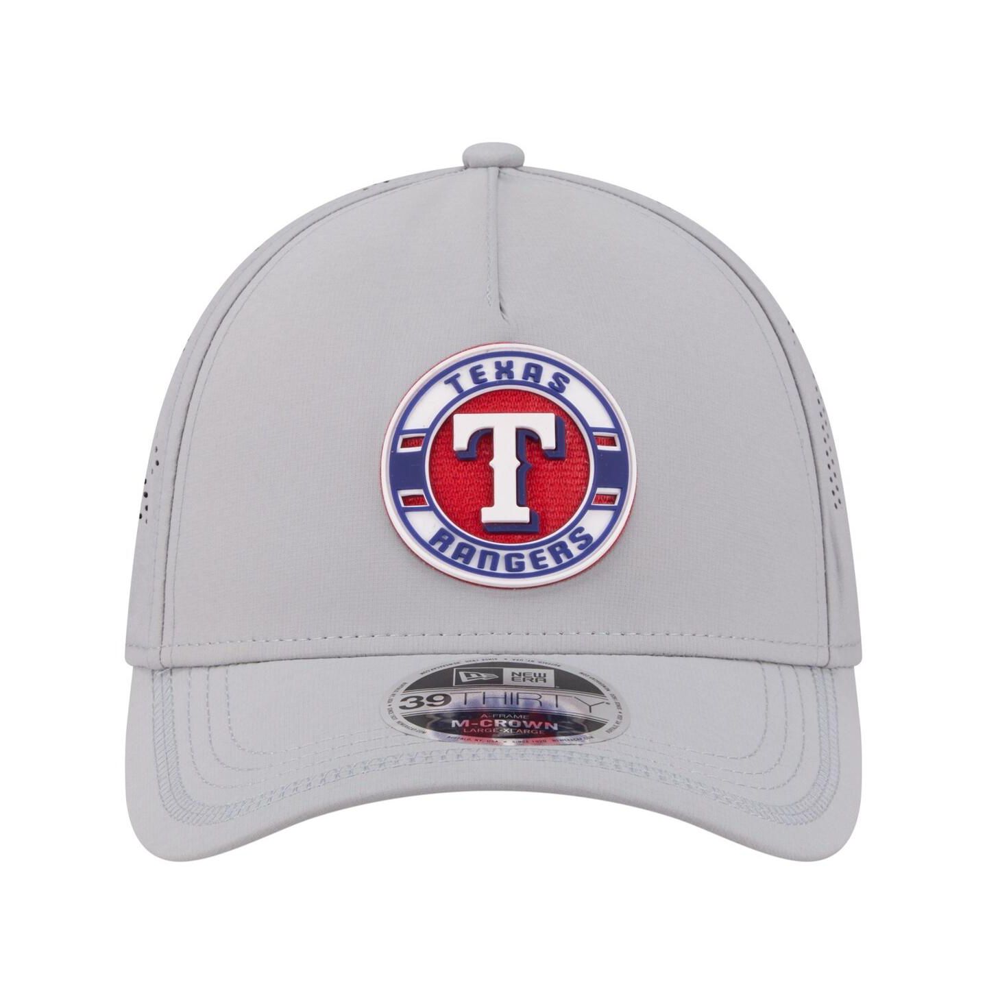 Мужская кепка New Era Gray Texas Rangers Patch 39THIRTY A-Frame M-Crown Perforated Flex Hat — фото 2