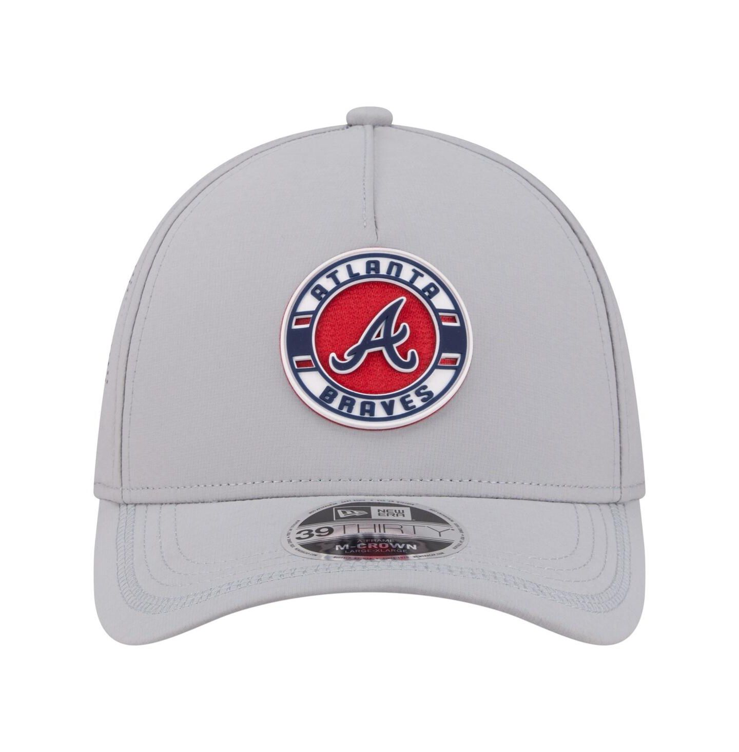 Мужская кепка New Era Gray Atlanta Braves Patch 39THIRTY A-Frame M-Crown Perforated Flex Hat — фото 2