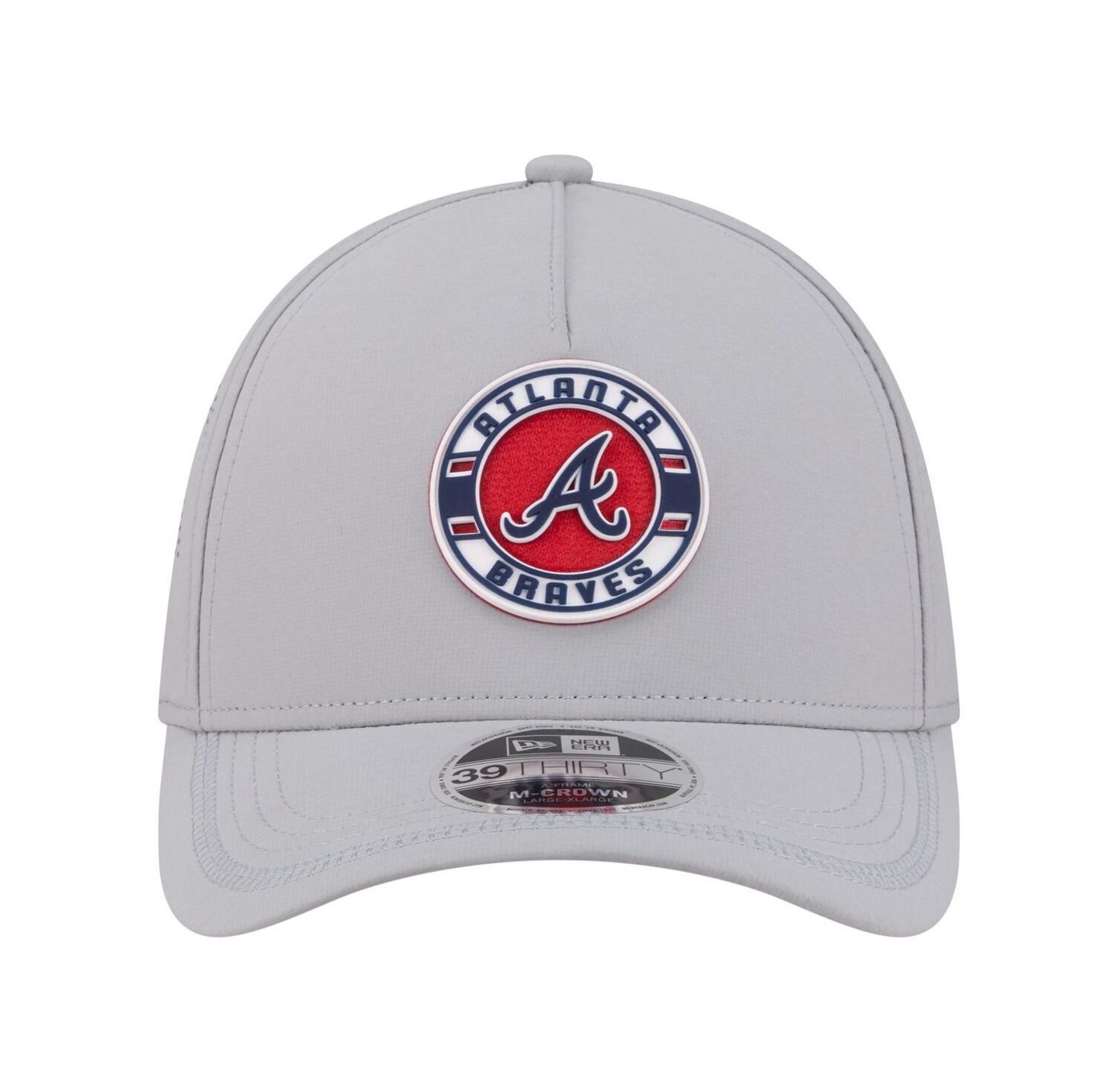 Men's Gray Atlanta Braves Patch 39THIRTY A-Frame M-Crown Perforated Flex Hat