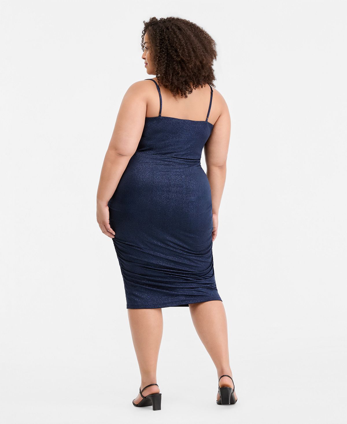 Emerald Sundae Trendy Plus Size Ruched Bodycon Midi Dress view 3 — MAYCSS fashion products