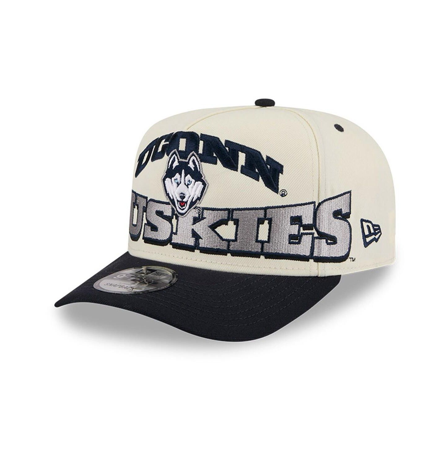 Мужская кепка New Era Cream/Navy UConn Huskies March Madness Historic Collection 9FIFTY A-Frame Snapback Hat — фото 1