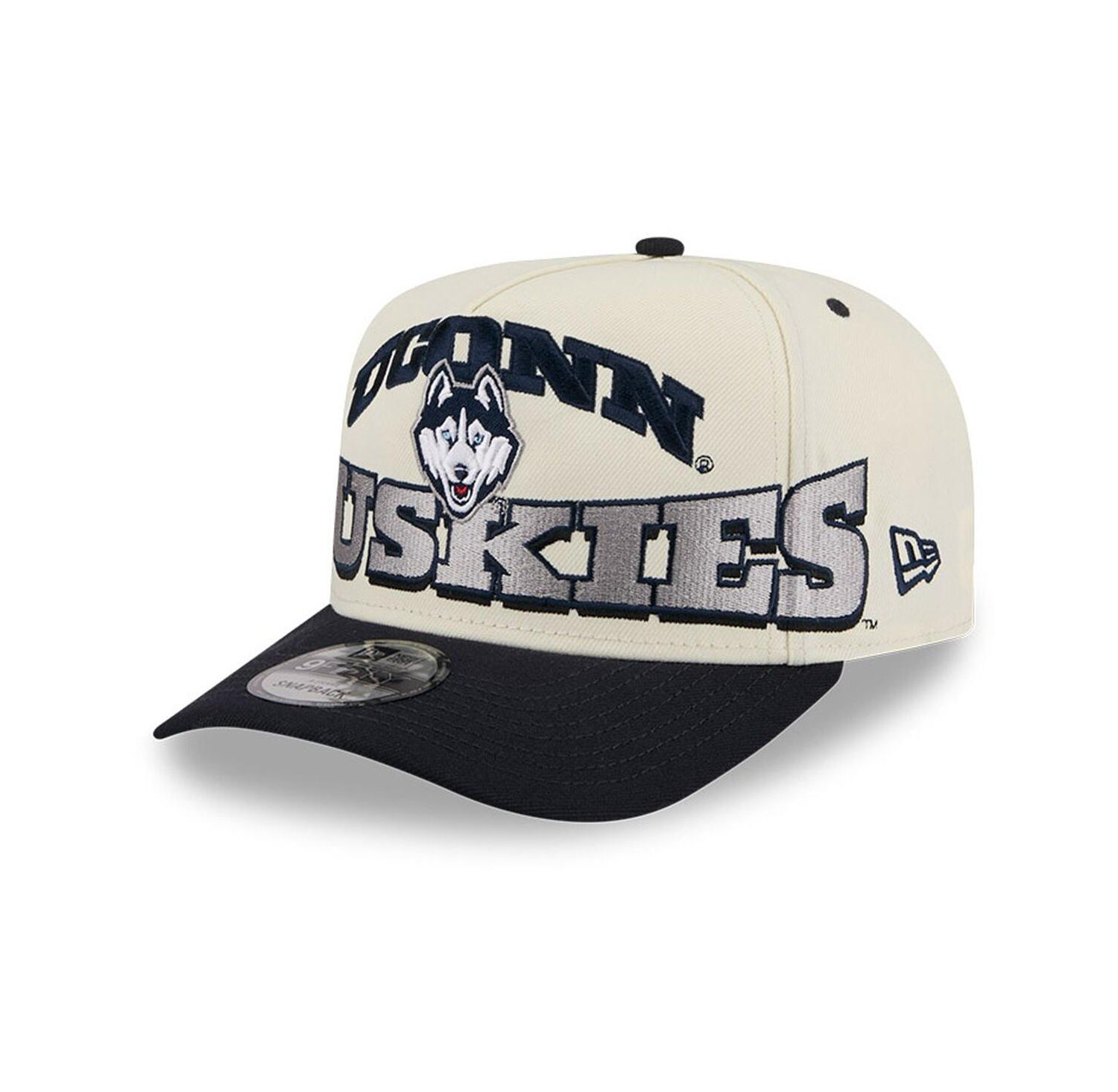 Men's Cream/Navy UConn Huskies March Madness Historic Collection 9FIFTY A-Frame Snapback Hat