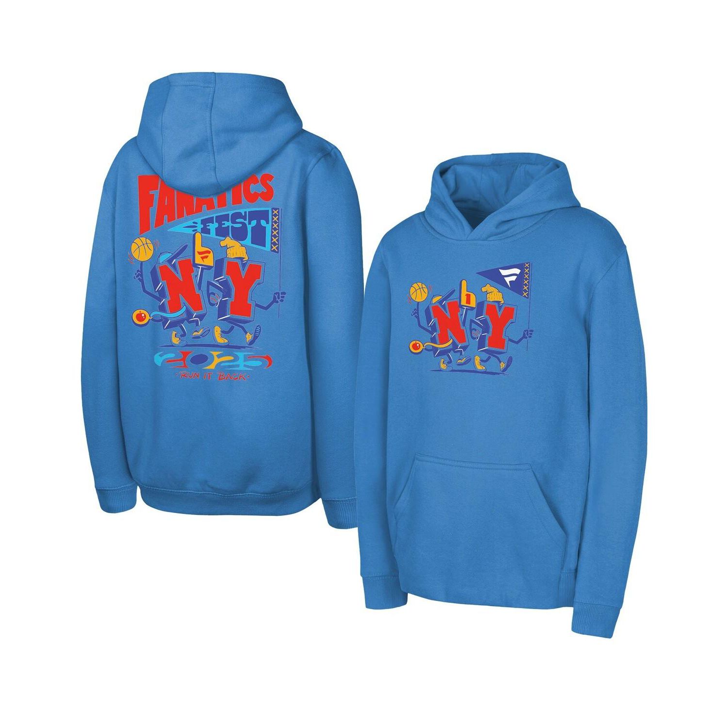 Big Boys and Girls Light Blue Fanatics Fest 2025 Run it Back Fleece Hoodie