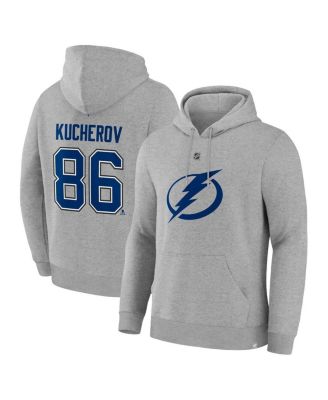 Men's Nikita Kucherov&nbsp;Steel Tampa Bay Lightning Authentic Stack Name & Number Hoodie