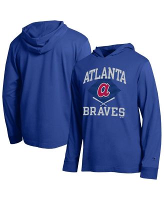 Men's Royal Atlanta Braves Cooperstown Hooded Long-Sleeve T-Shirt