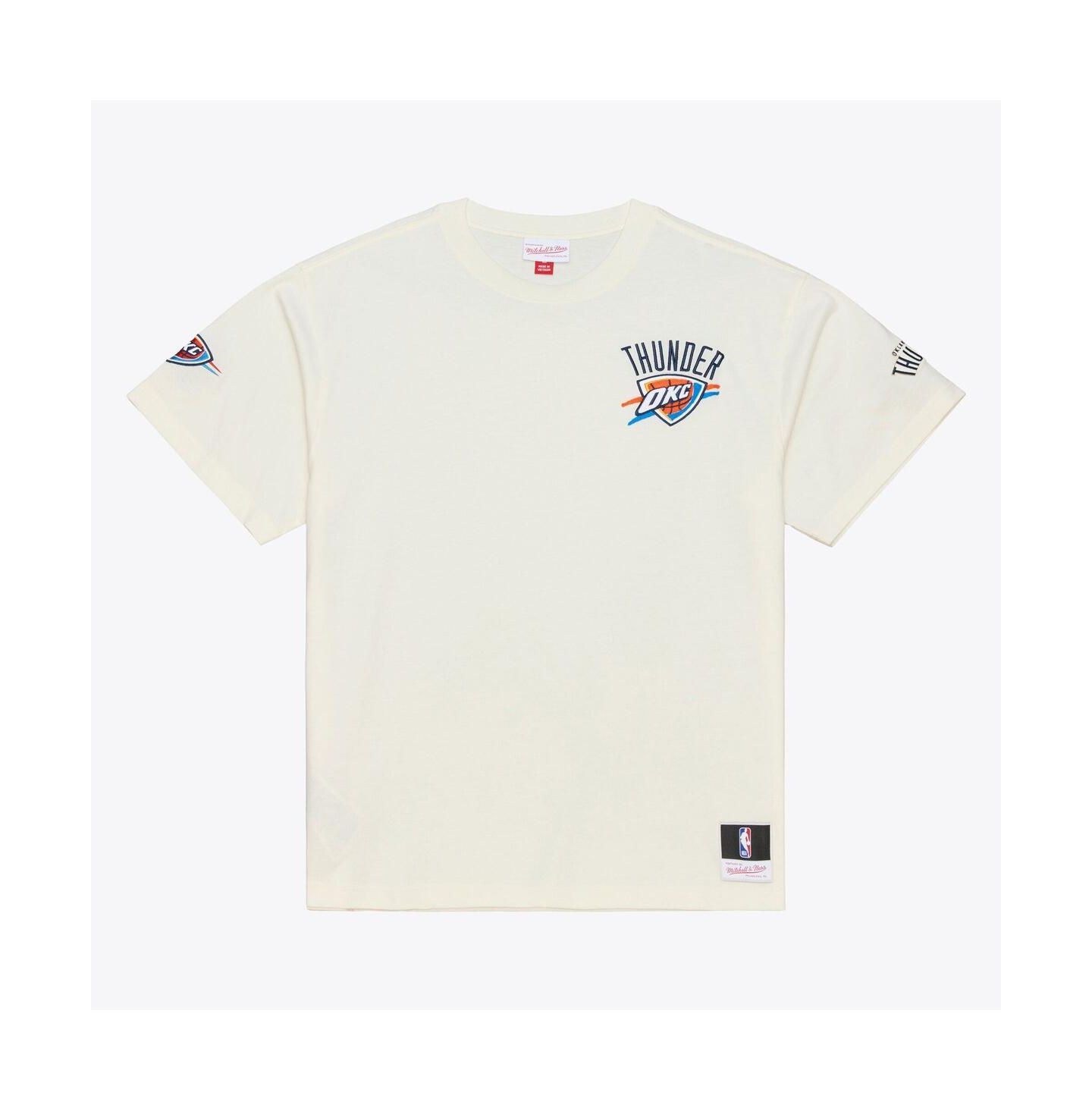 Мужская футболка Mitchell & Ness Cream Oklahoma City Thunder Hardwood Classics Chainstitch Premium — фото 1