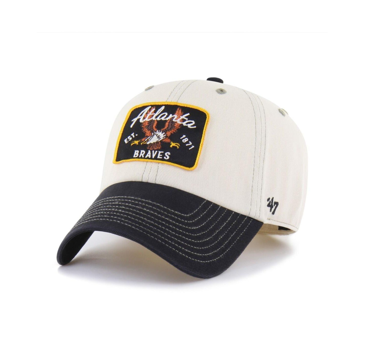 Men's Natural/Black Atlanta Braves Keepsake Collection Clean Up Adjustable Hat