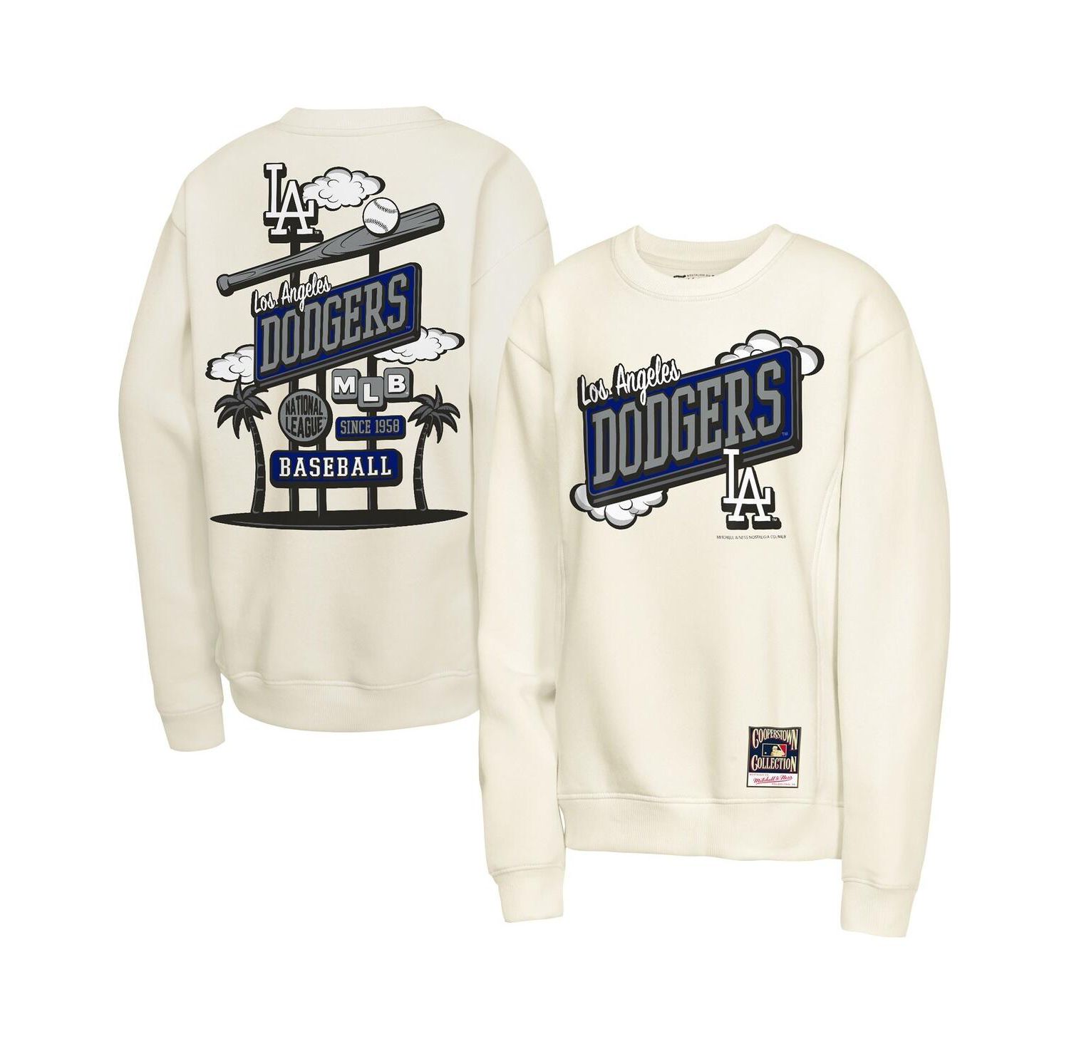 Big Boys and Girls Natural Los Angeles Dodgers Retro Billboard Sweatshirt