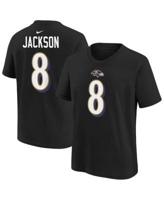 Big Boys and Girls Lamar Jackson Black Baltimore Ravens Player Name & Number T-Shirt
