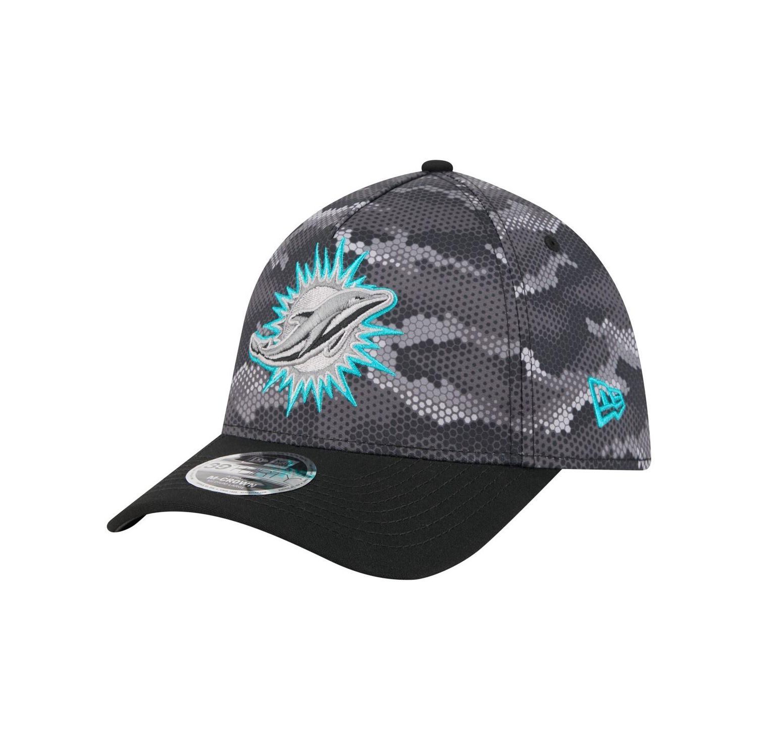 Men's Black Miami Dolphins Camo A-Frame 39THIRTY Flex Hat