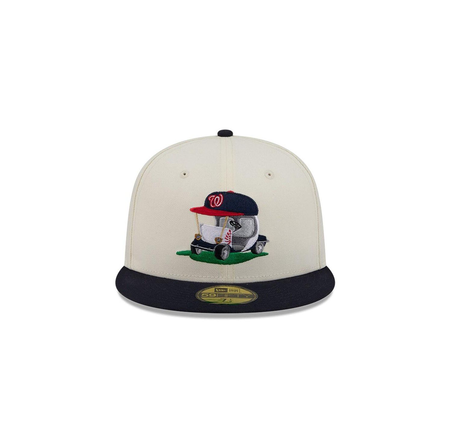 Men's Cream/Navy Washington Nationals Bullpen Cart 59FIFTY Fitted Hat