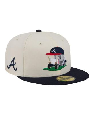 Men's Cream/Navy Atlanta Braves Bullpen Cart 59FIFTY Fitted Hat