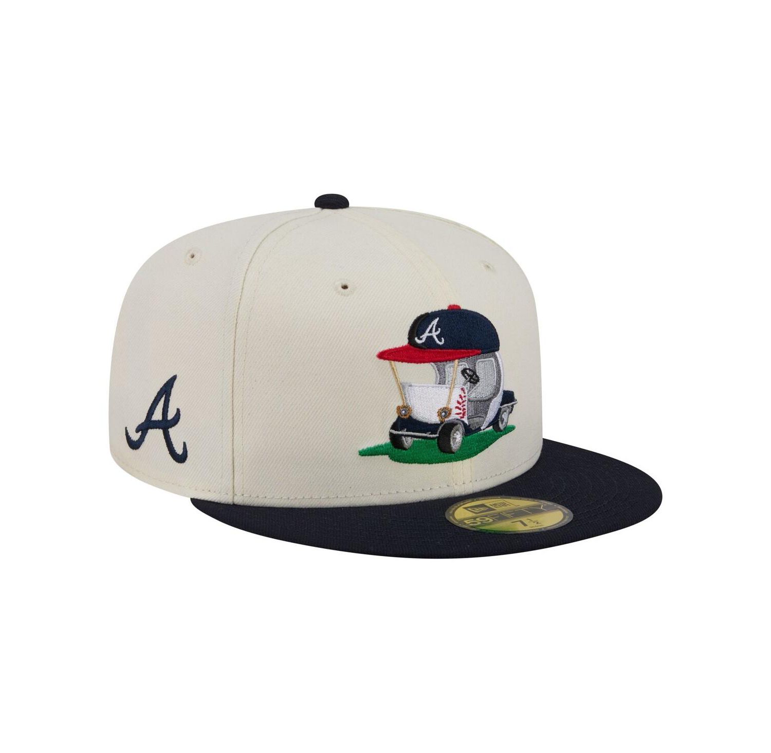 Men's Cream/Navy Atlanta Braves Bullpen Cart 59FIFTY Fitted Hat