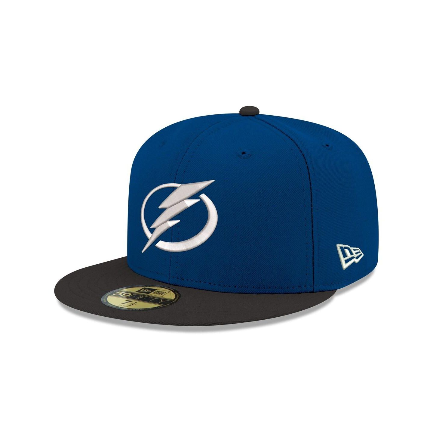 Мужская кепка New Era Blue Tampa Bay Lightning Core Logo Two-Tone 59FIFTY Fitted Hat — фото 1