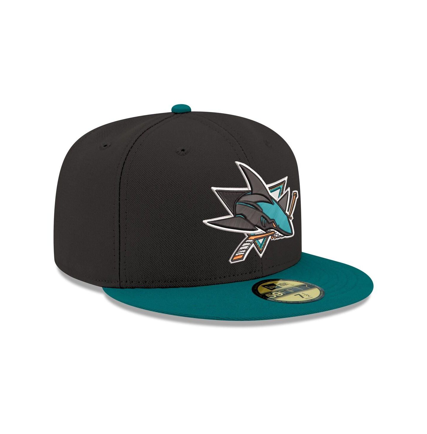 Мужская кепка New Era Black San Jose Sharks Core Logo Two-Tone 59FIFTY Fitted Hat — фото 3