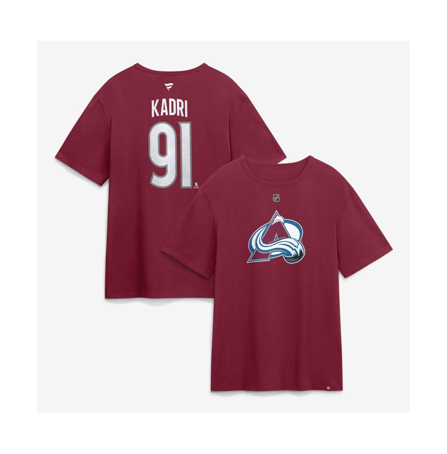 Мужская футболка Fanatics Nazem Kadri Burgundy Colorado Avalanche Authentic Stack Name & Number — фото 1