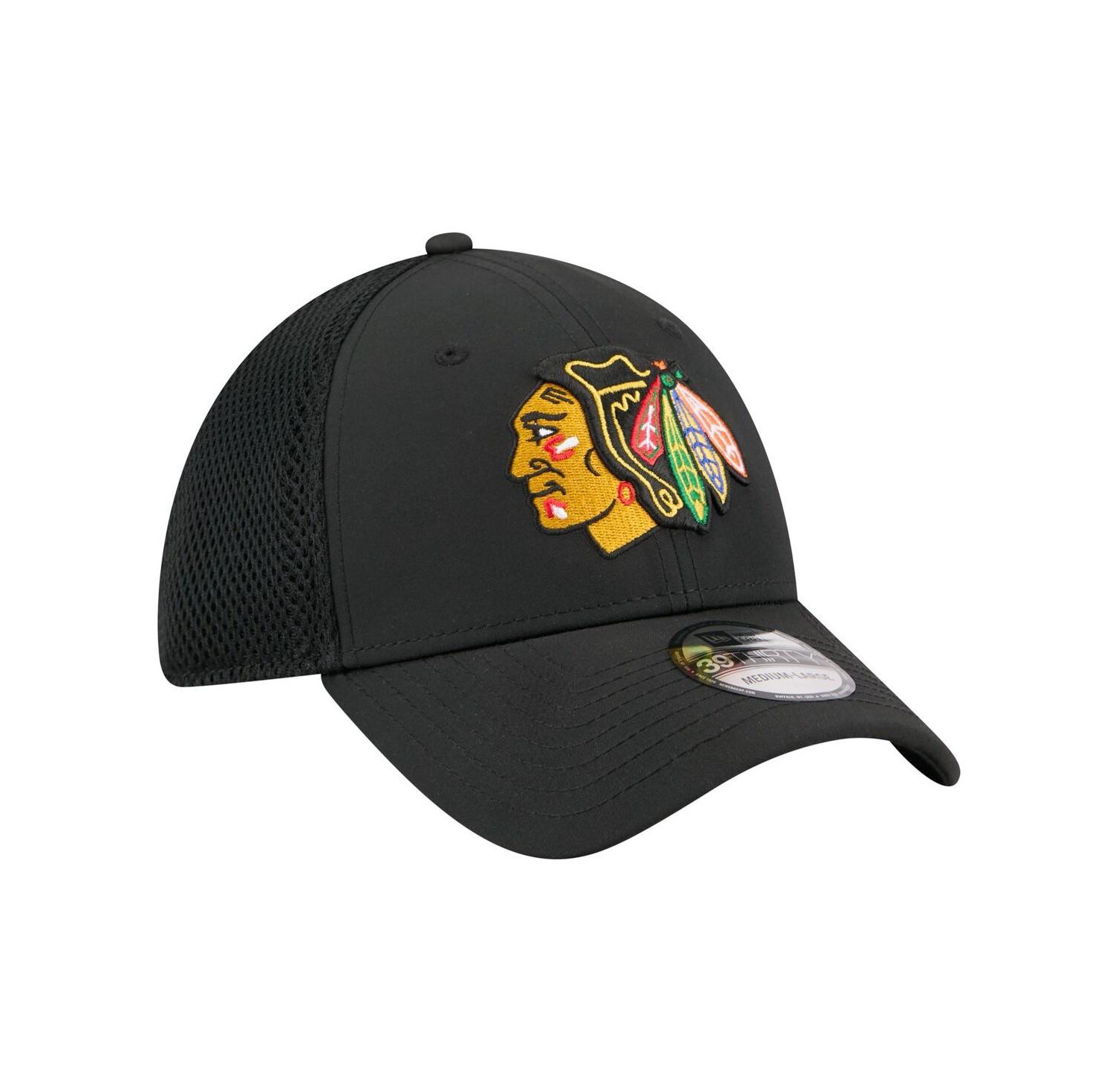 Men's Black Chicago Blackhawks Logo 39THIRTY Flex Hat