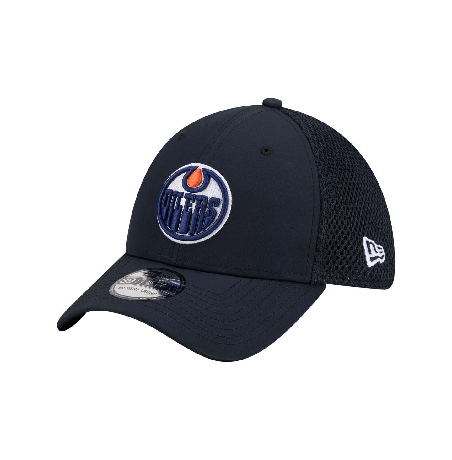 Мужская кепка New Era Navy Edmonton Oilers Logo 39THIRTY Flex Hat — фото 1
