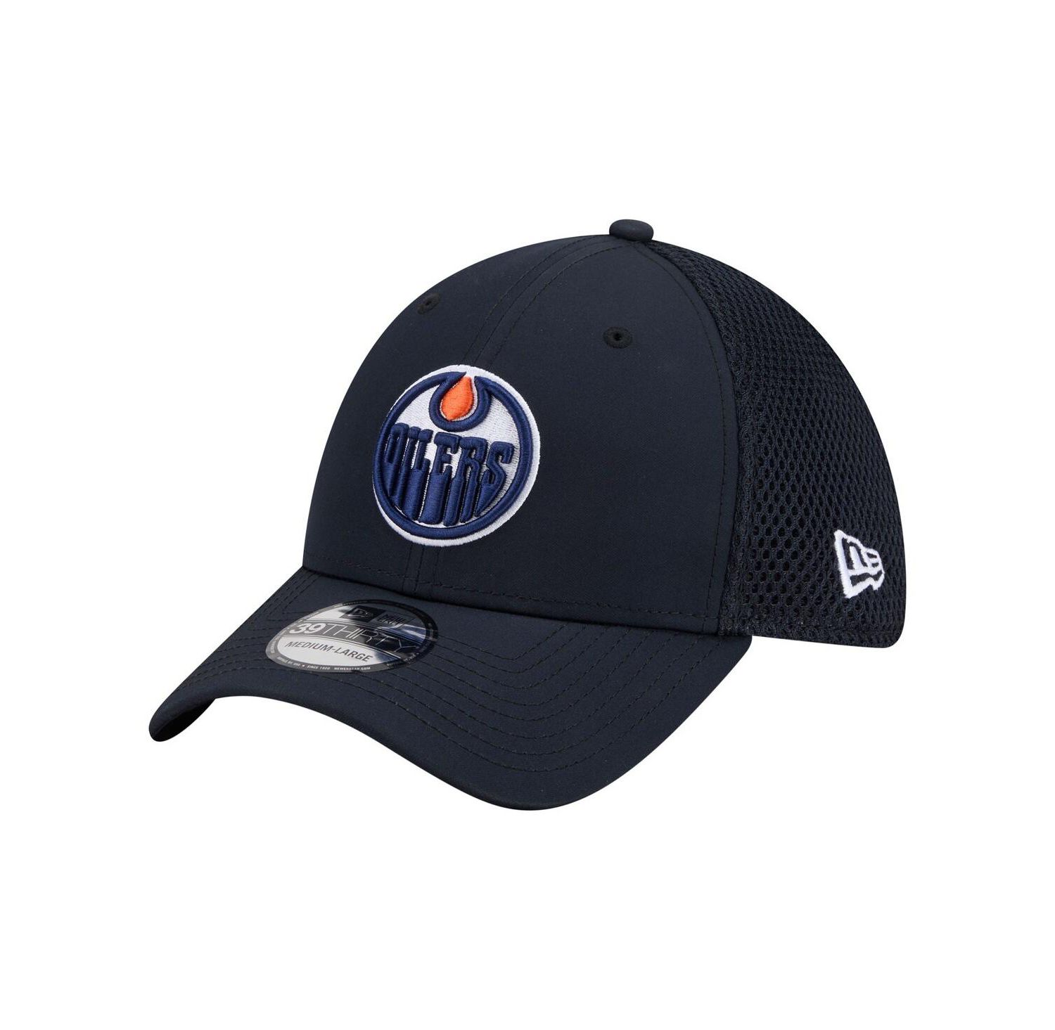 Men's Navy Edmonton Oilers Logo 39THIRTY Flex Hat