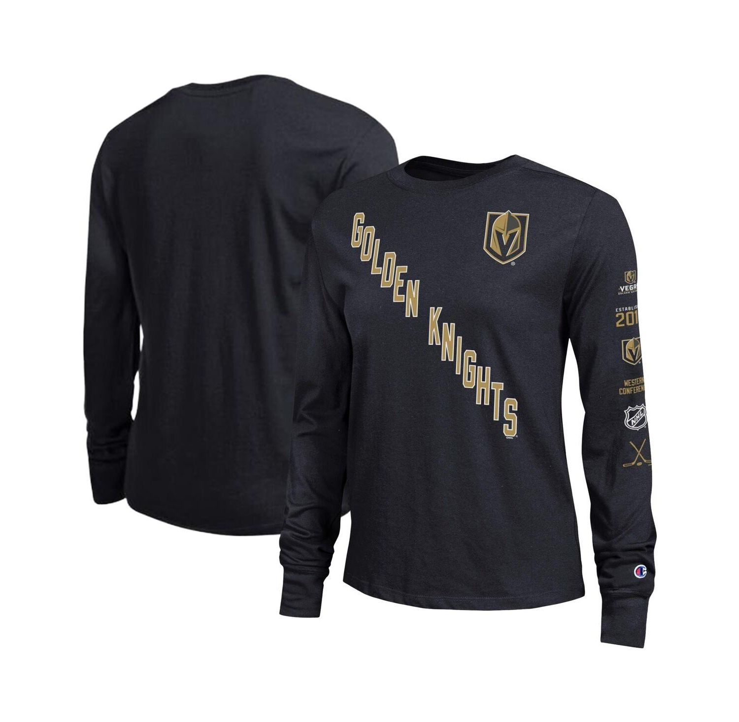 Women's Black Vegas Golden Knights 2-Hit Long Sleeve T-Shirt