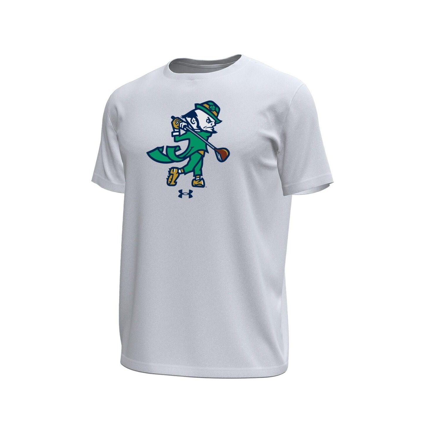 Мужская футболка Under Armour White Notre Dame Fighting Irish Golf Leprechaun Tech Stretch — фото 2