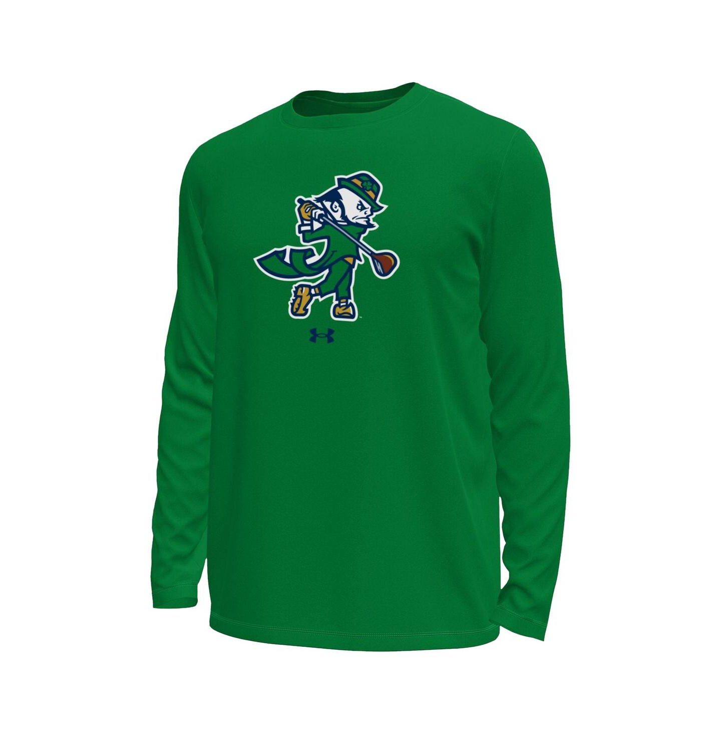 Мужская футболка Under Armour Kelly Green Notre Dame Fighting Irish Golf Leprechaun Tech Stretch Long Sleeve — фото 2
