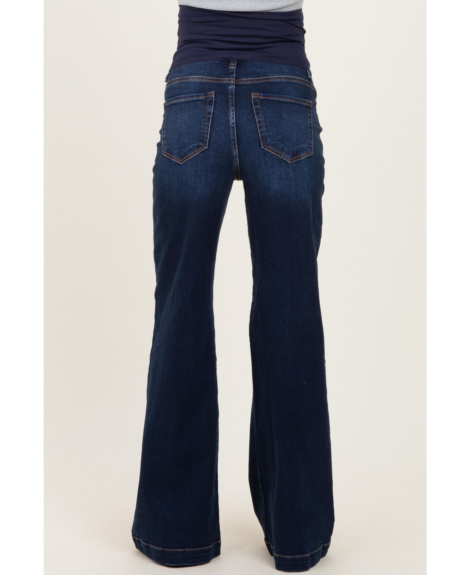 Women's Navy Dark Wash Wide Leg Jeans