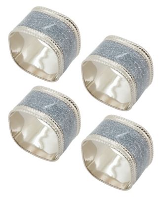 Sparkling Square Design Napkin Rings, Set of 4