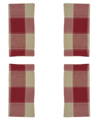 Stitched Plaid Design Napkins, Set of 4