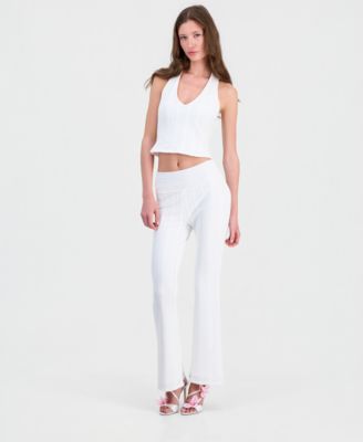 Women's Joey Textured Halter Top & Joey Textured Knit Pull-On Pants 