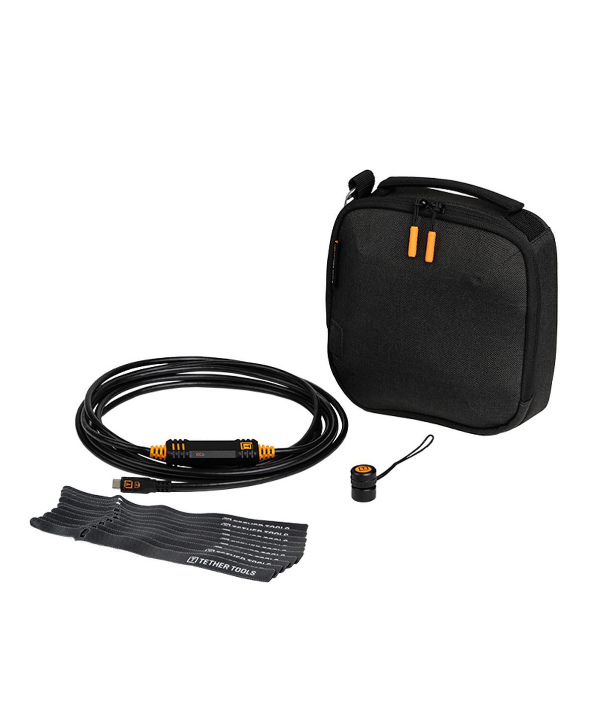 Tether Tools Starter Tethering Kit with TetherPro Optima 10G 15' Usb-c Straight to Usb-c Straight Cable, TetherGuard and Bag - Cable: blackbag: black