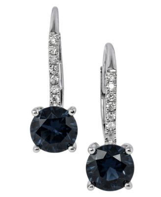 Sapphire (2 ct. t.w.) & Diamond (1/10 ct. t.w.) Drop Earrings in 14k White Gold