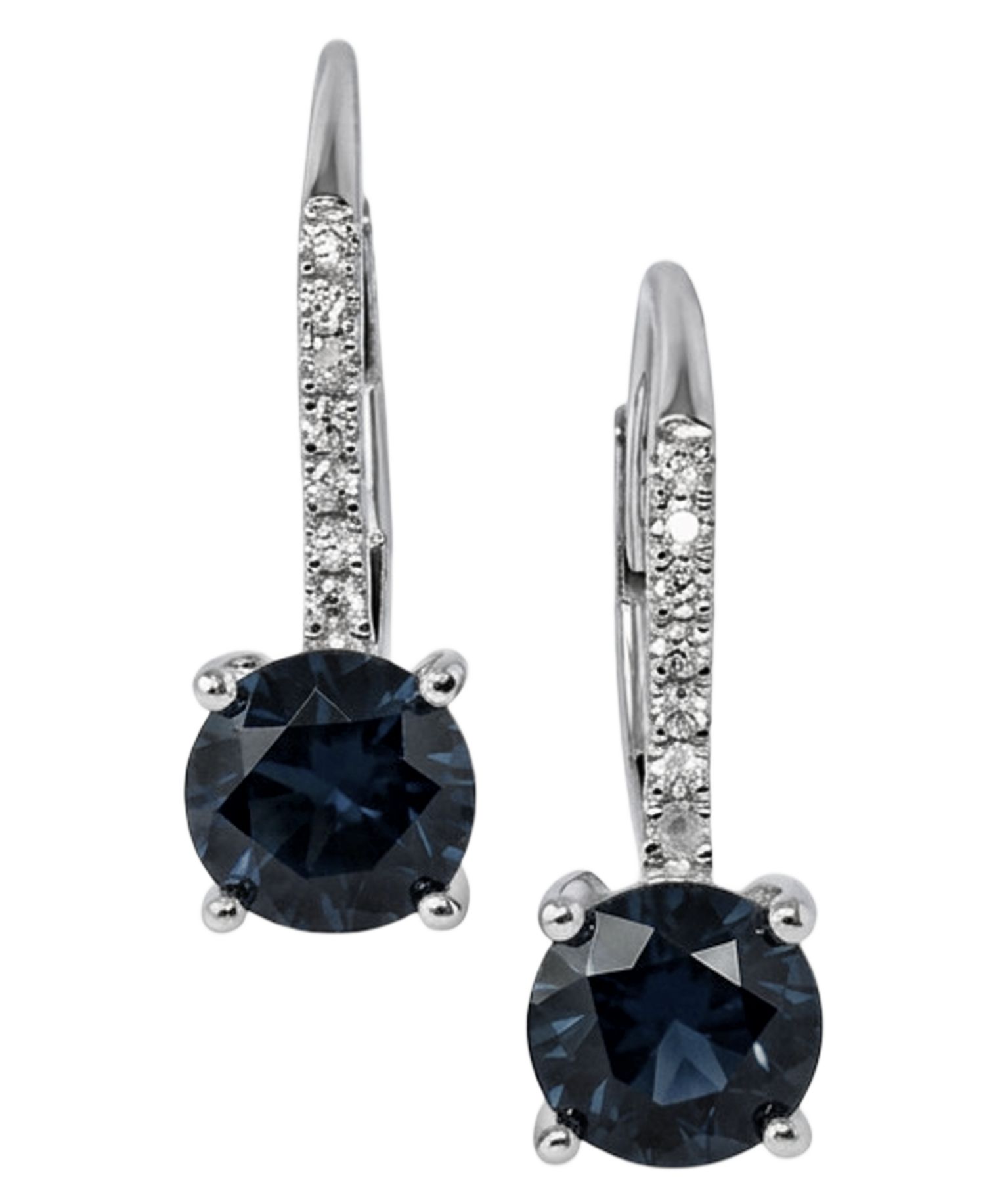 Sapphire (2 ct. t.w.) & Diamond (1/10 ct. t.w.) Drop Earrings in 14k White Gold