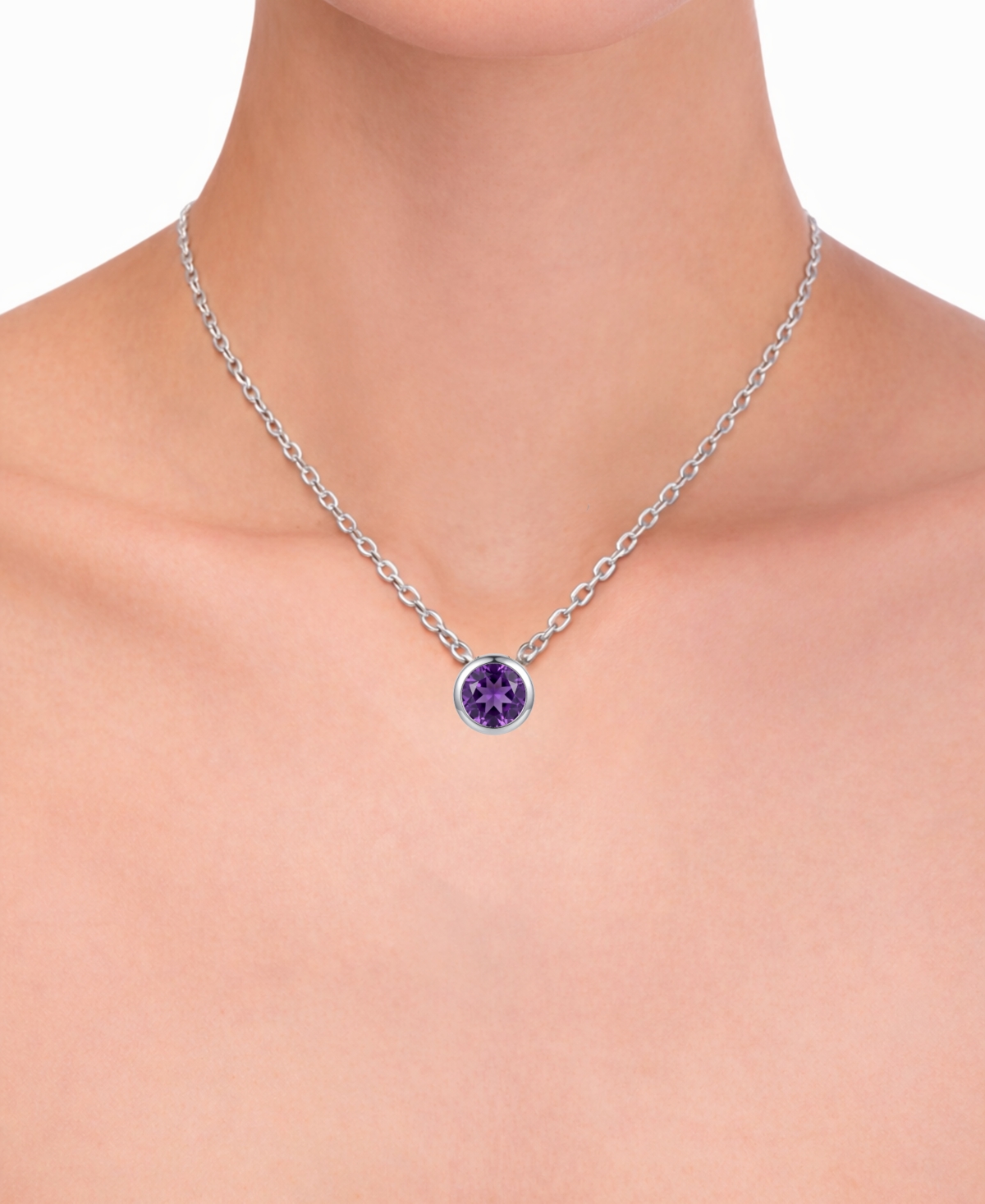 Macy's Garnet (1 ct. t.w.) Pendant Necklace Sterling Silver (Also Available Amethyst, Blue Topaz, Citrine, & Peridot)