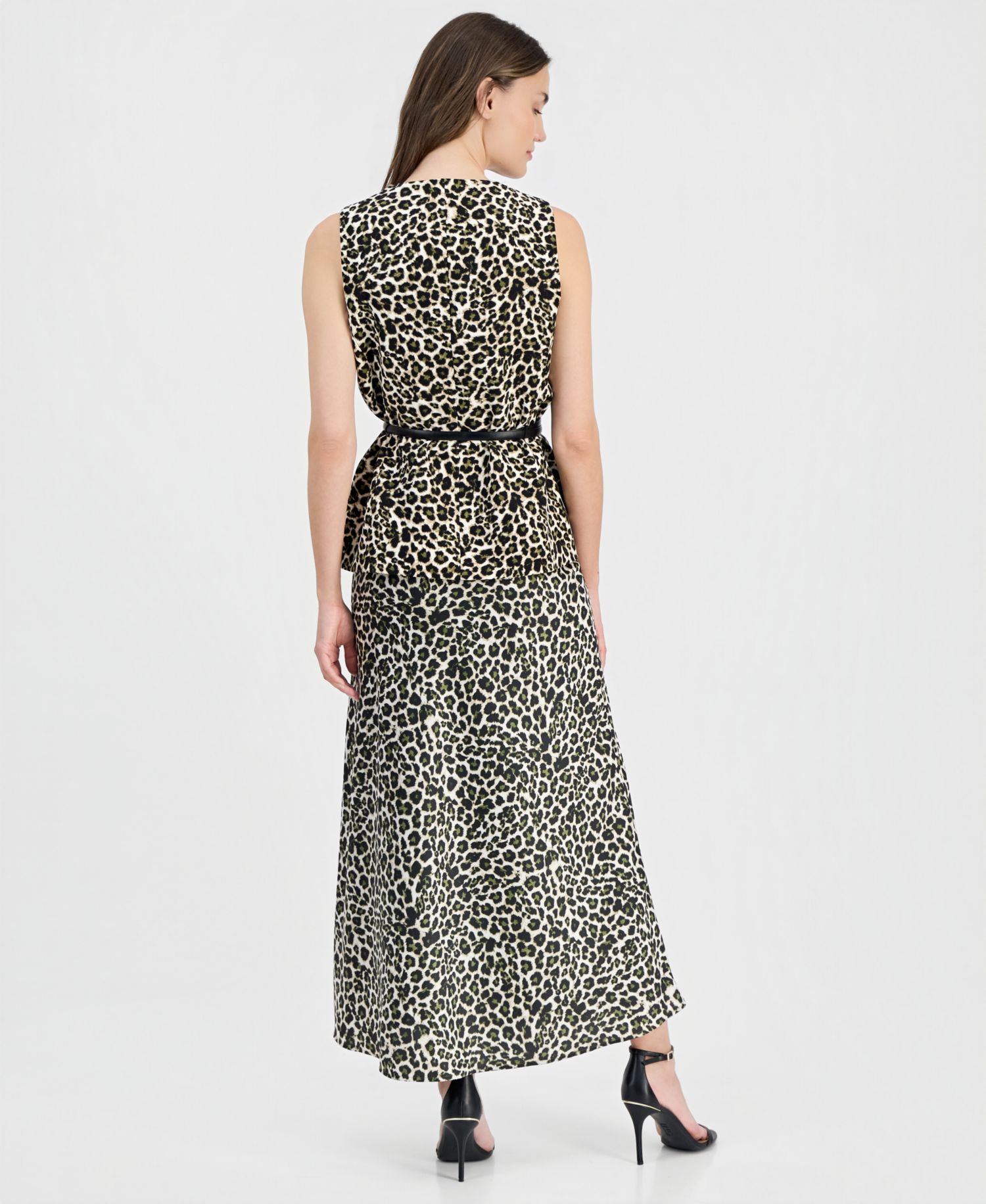 Women's Animal-Print Five-Button Belted Vest