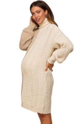 white christmas dresses Cream Cable Knit Maternity Sweater Dress – PinkBlush main image 1