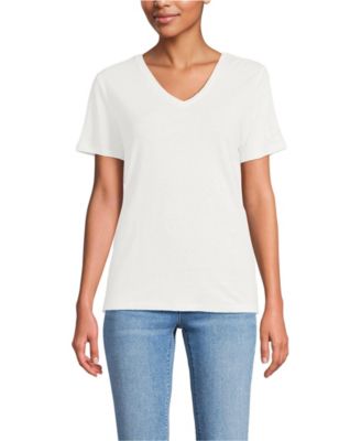 Women's Short Sleeve Linen Blend V-Neck Tee