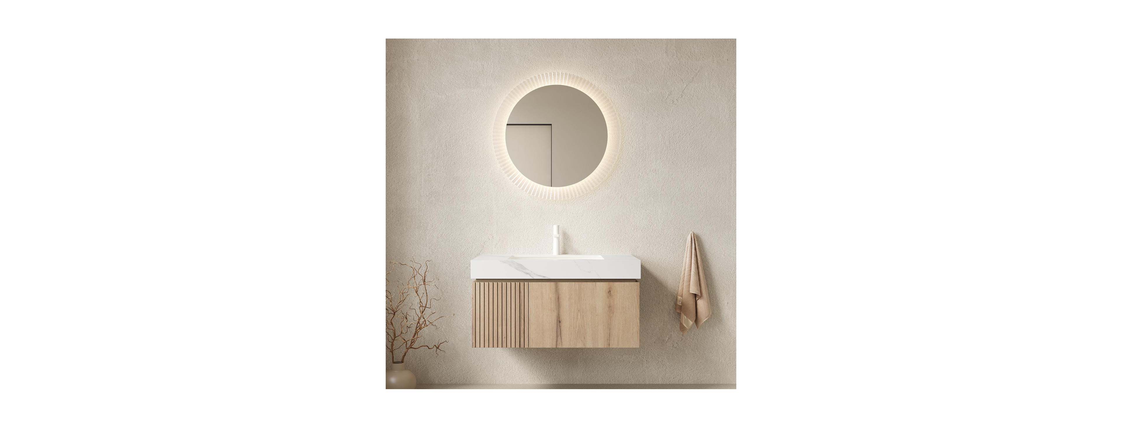 Sillysis Wall Mounted Bathroom Vanity with Carrara Sintered Stone Top, Undermount Ceramic Sink