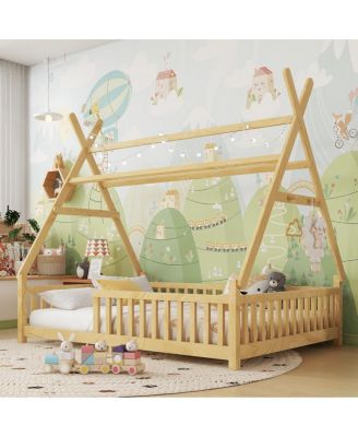  House Bed with Light, Fence, and Roof