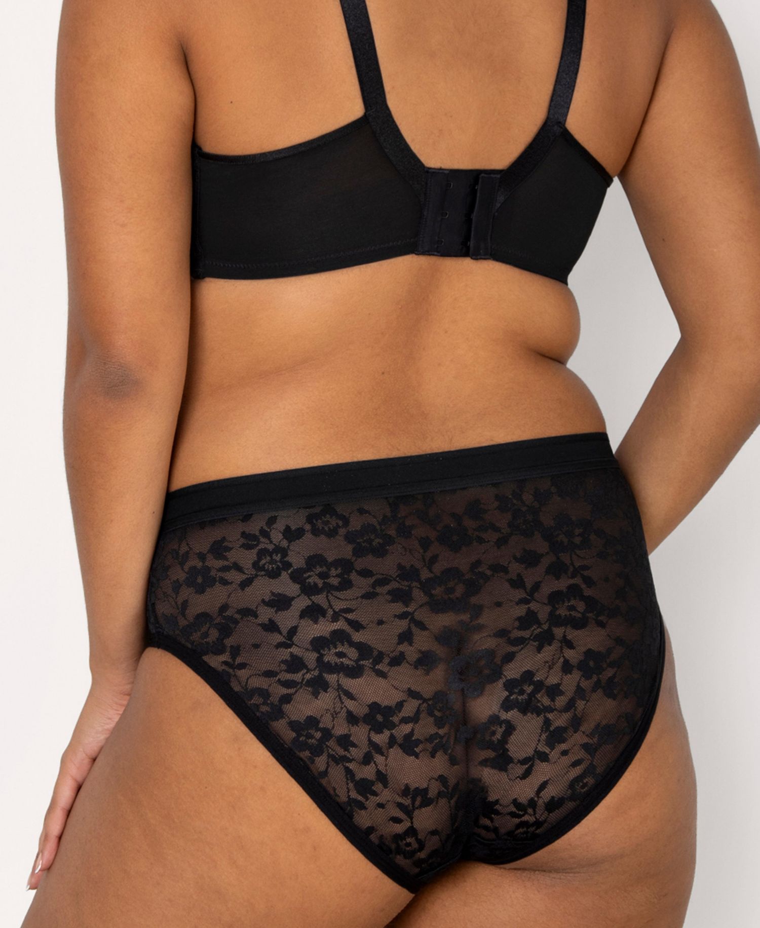 Women's No Show Lace High Cut Brief Panty