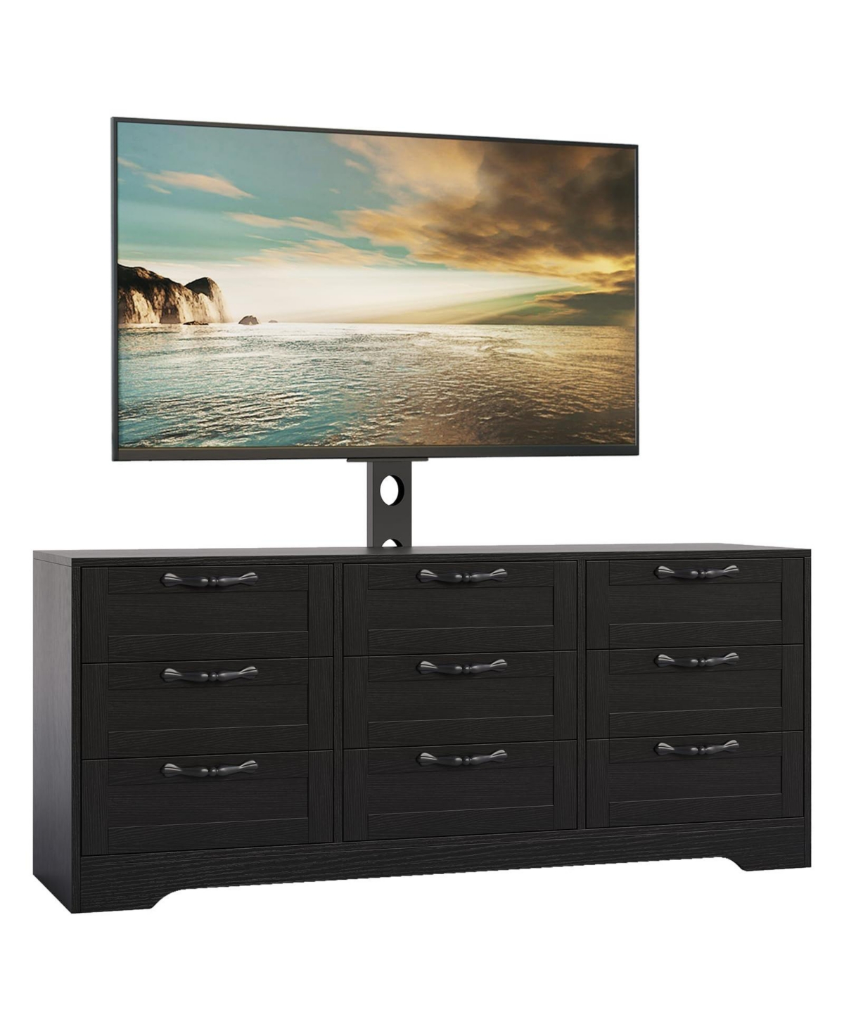 gaomon TV Stand with Mount for Tvs, Modern Media Console 9 Drawers and Adjustable Height Bracket