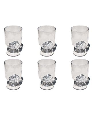 Hammered Rustic Acrylic Stemless Wine Glasses, Set of 6