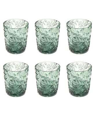 Embossed Leaf Acrylic Drinking Glasses, Set of 6